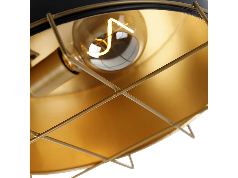 Plafonnier industriel noir avec or 35 cm - Barril