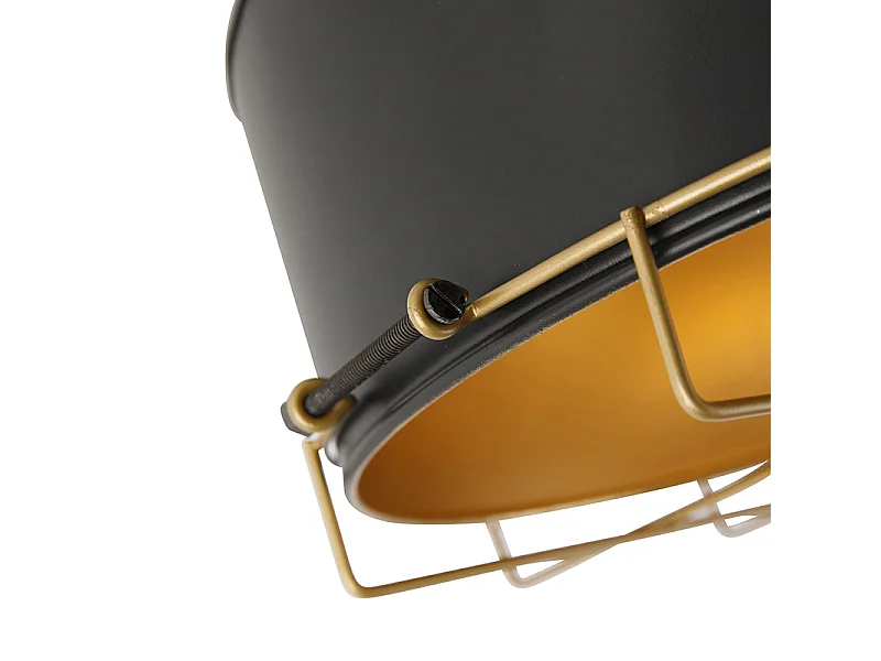 Plafonnier industriel noir avec or 35 cm - Barril