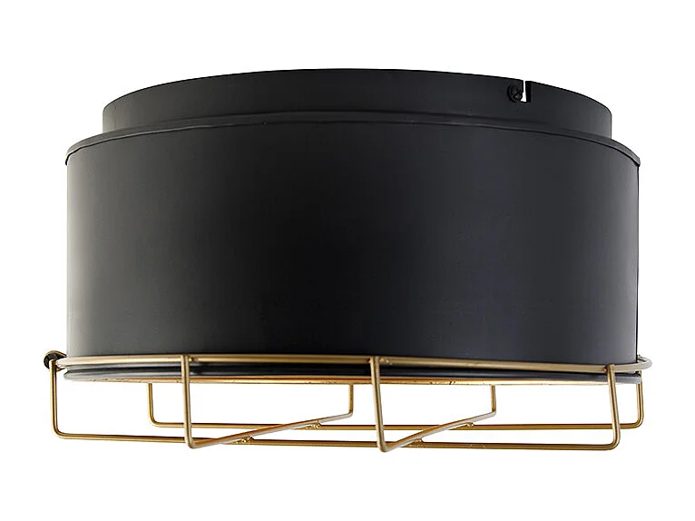 Plafonnier industriel noir avec or 35 cm - Barril