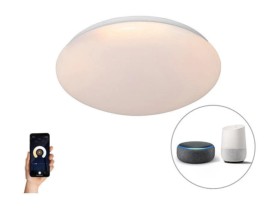 Plafonnier moderne intelligent blanc 38 cm avec LED et RGB - Iene
