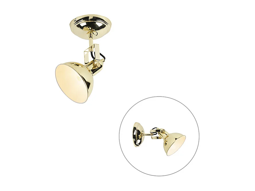 Spot industriel rond doré à 1 lumière - Tommy