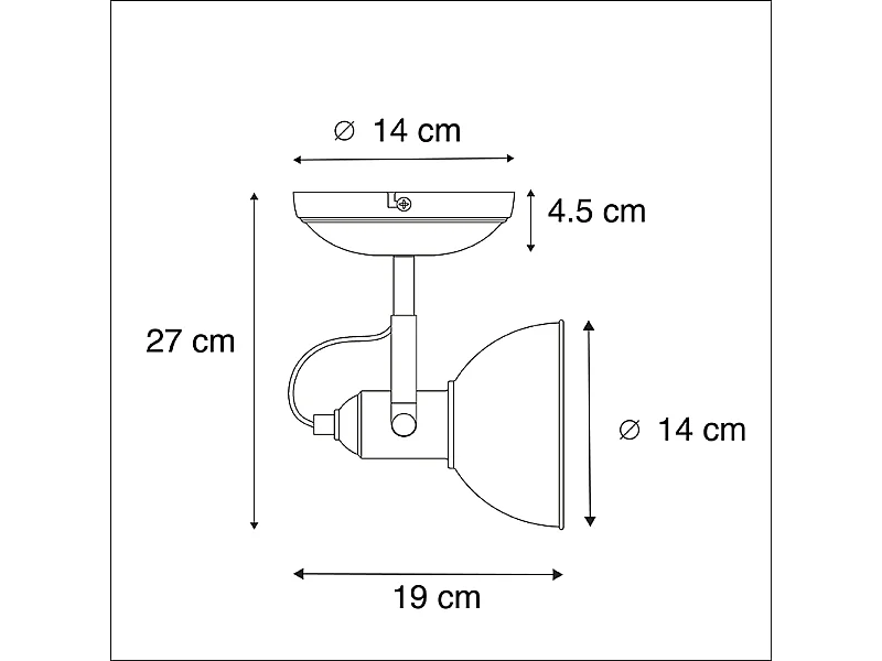 Spot rond industriel doré 1 lumière - Tommy