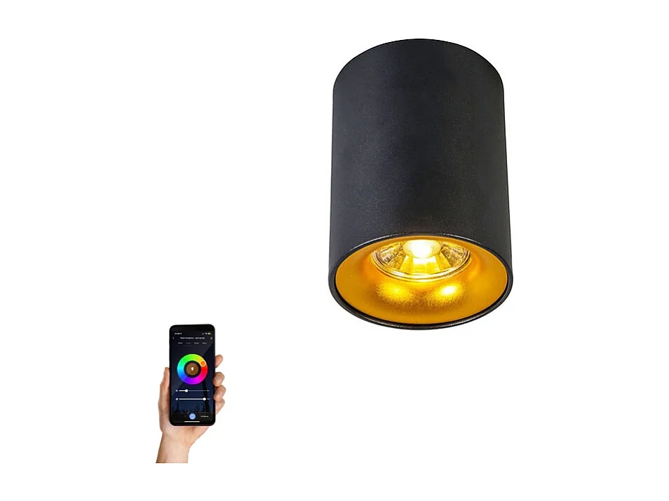Spot intelligent noir avec or incl. Source lumineuse GU10 WiFi - Ronda