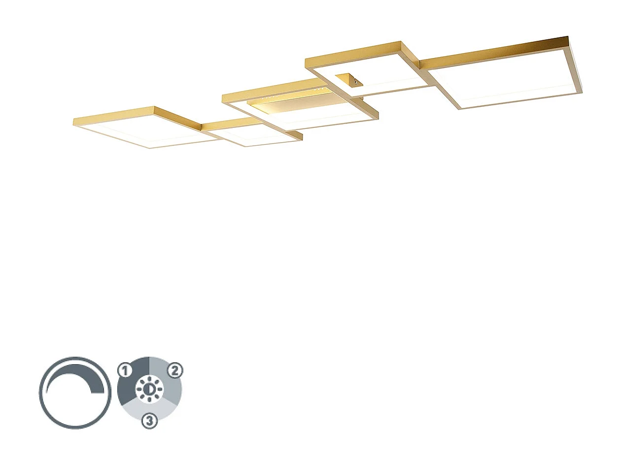 Plafonnier doré avec LED à 3 niveaux de luminosité 5 lumières - Lejo