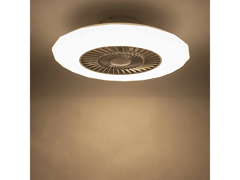 Ventilateur de plafond argent avec LED avec effet étoile dimmable - Clima