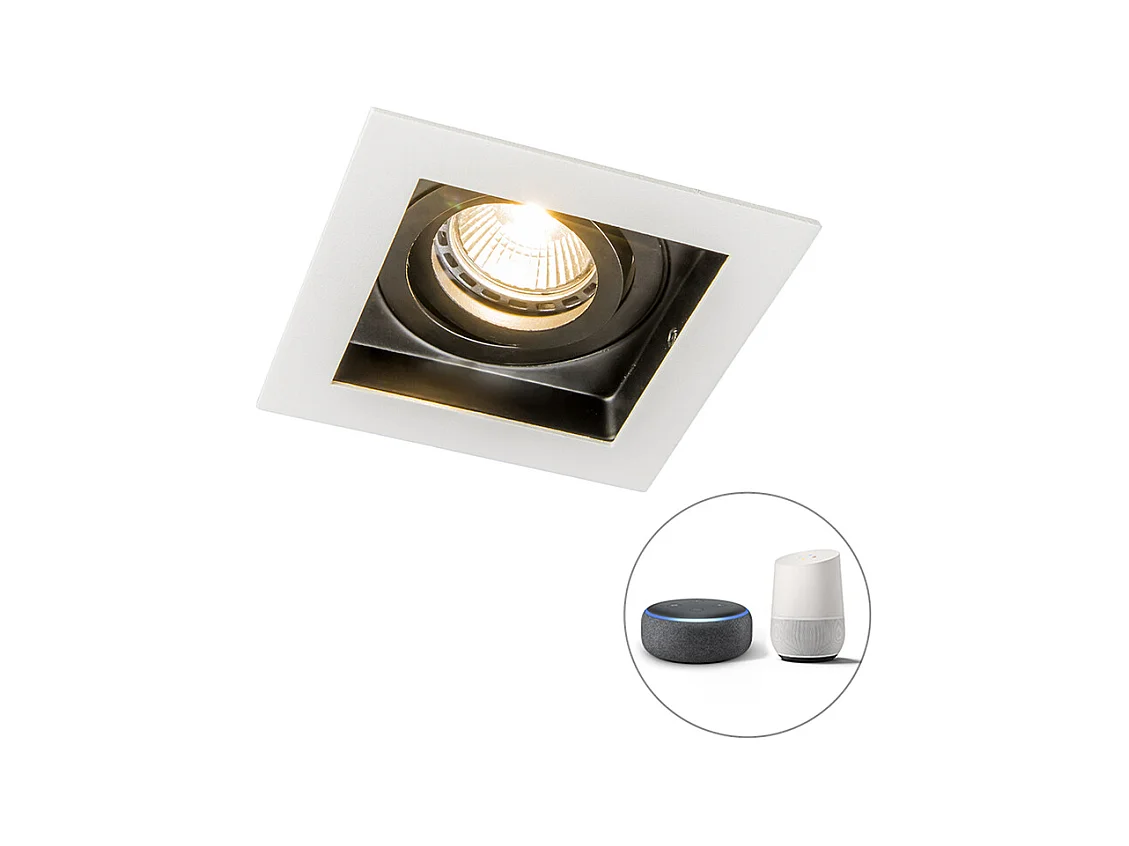 Spot encastré intelligent blanc avec WiFi GU10 orientable - Carree