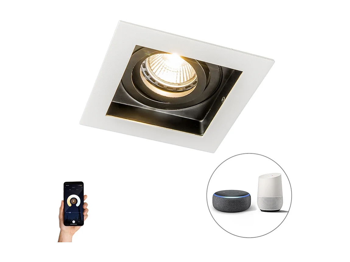Spot encastrable intelligent blanc avec WiFi GU10 réglable - Carree