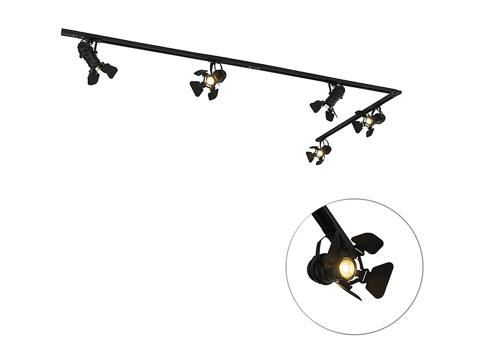 Système d’éclairage sur rail avec 5 spots noirs - Movie