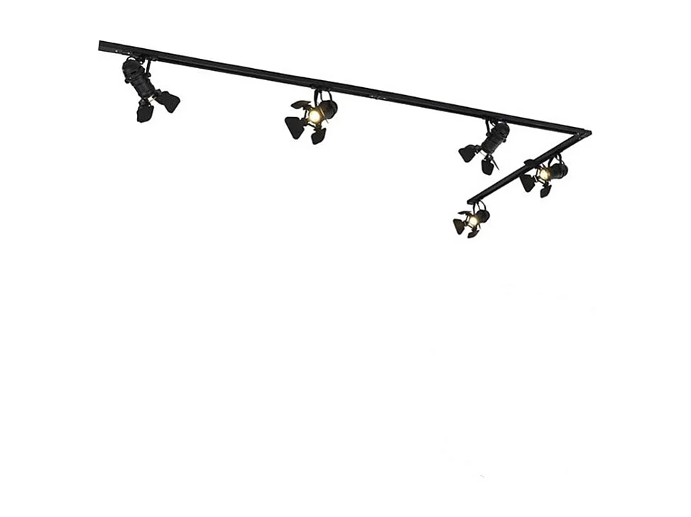Système d’éclairage sur rail avec 5 spots noirs - Movie