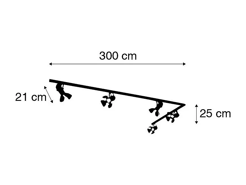 Système d’éclairage sur rail avec 5 spots noirs - Movie