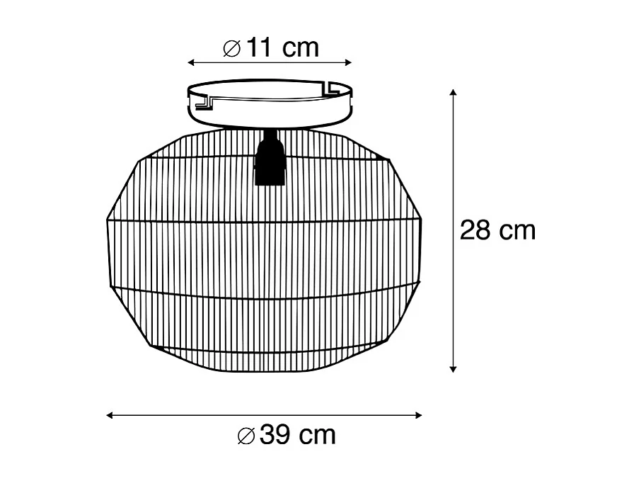 Plafonnier oriental noir avec corde - Riki