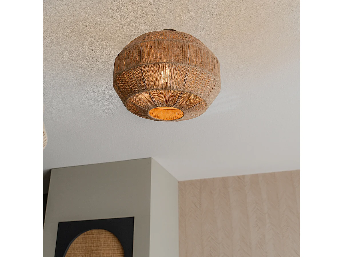 Plafonnier oriental noir avec corde - Riki