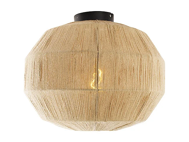 Plafonnier oriental noir avec corde - Riki