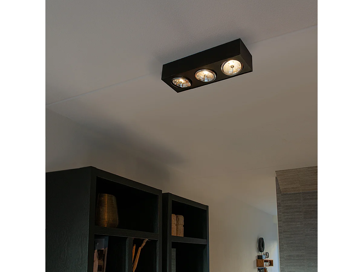 Spot design carré noir 3 lumières - Kaya