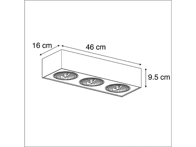 Spot design carré noir 3 lumières - Kaya