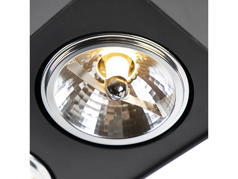 Spot design noir carré 3 lumières - Kaya