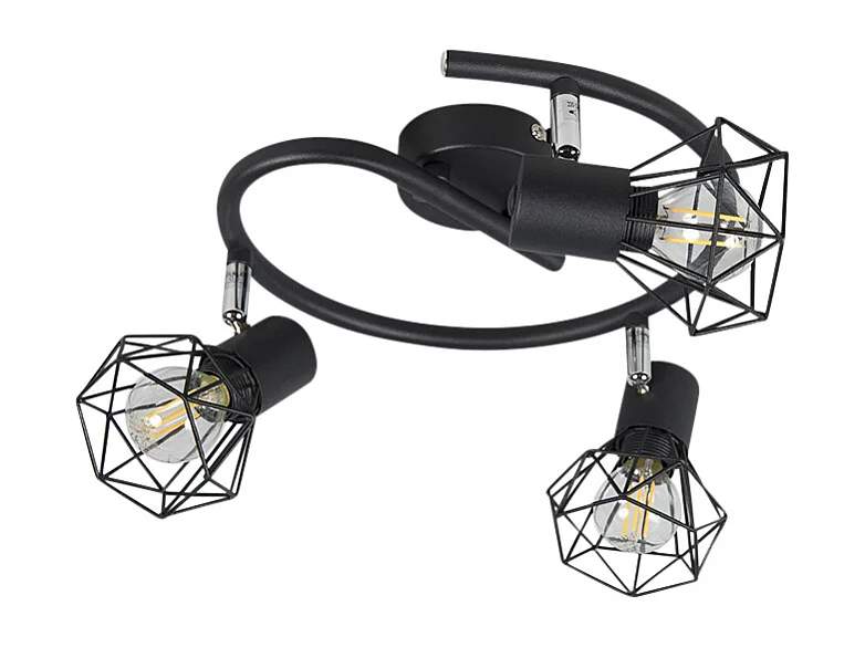 Spot Art Déco noir orientable 3 lumières - Mosh