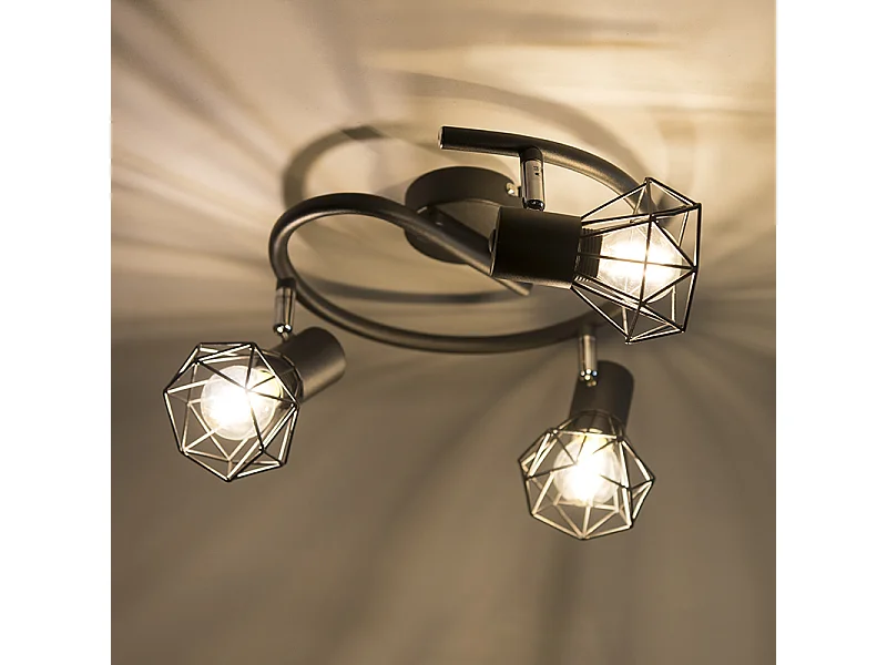 Spot Art Déco noir orientable 3 lumières - Mosh