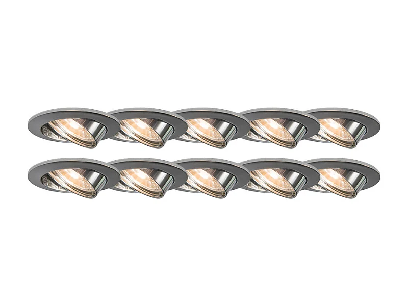 Ensemble de 10 spots encastrés chromés inclinables - Edu