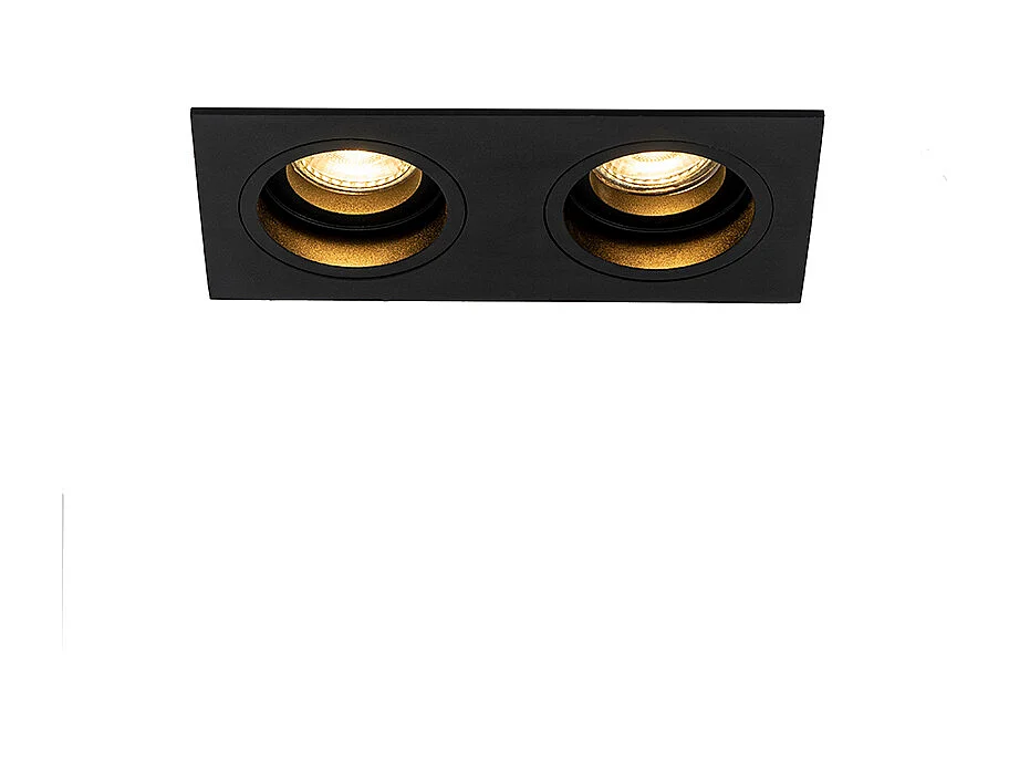 Spot encastré carré noir orientable 2 lumières - Chuck