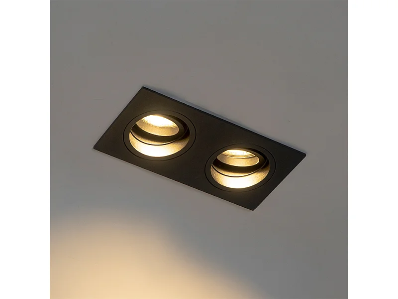 Spot encastré carré noir orientable 2 lumières - Chuck