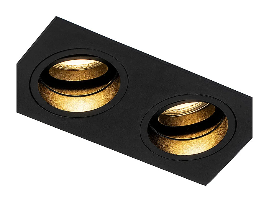 Spot encastré carré noir orientable 2 lumières - Chuck