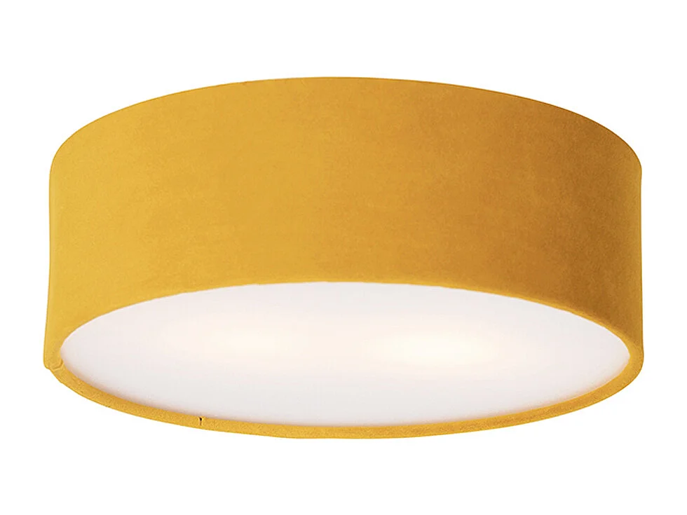 Plafonnier ocre 30 cm intérieur doré - Drum