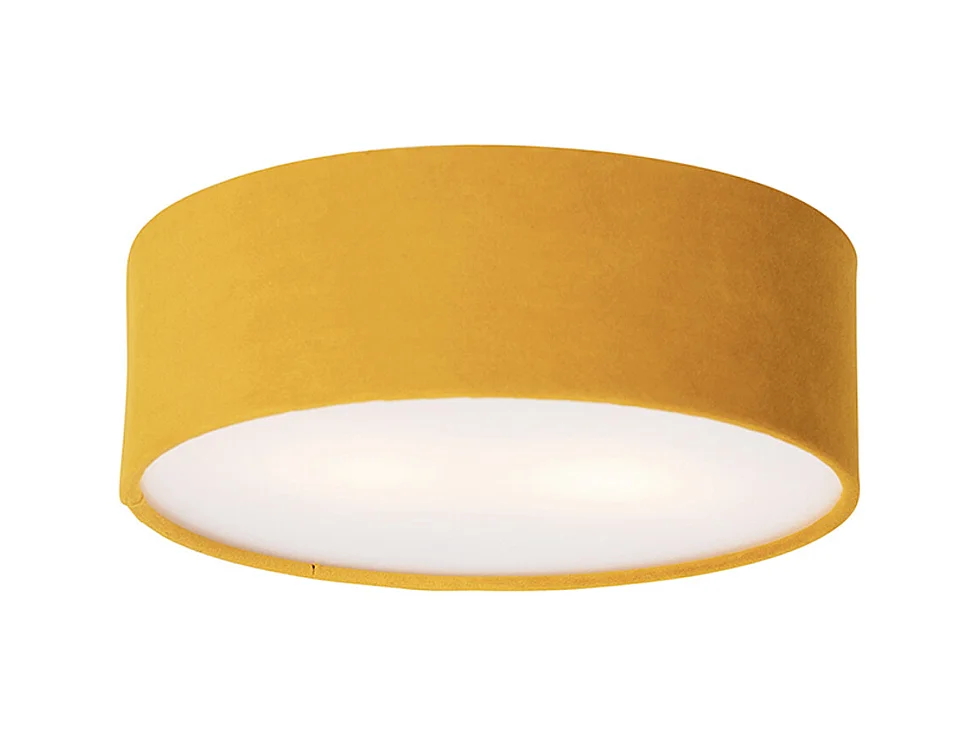 Plafonnier ocre 30 cm intérieur doré - Drum
