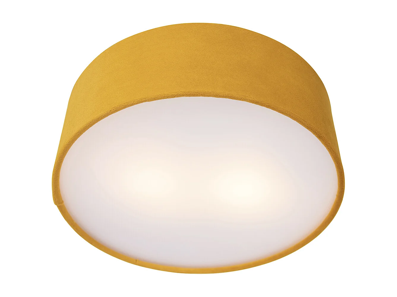 Plafonnier moderne jaune avec intérieur doré 30 cm - Drum