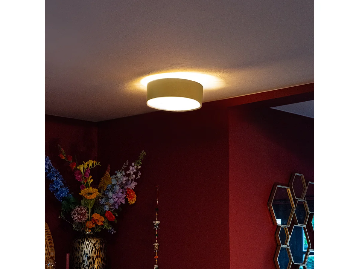 Plafonnier moderne jaune avec intérieur doré 30 cm - Drum