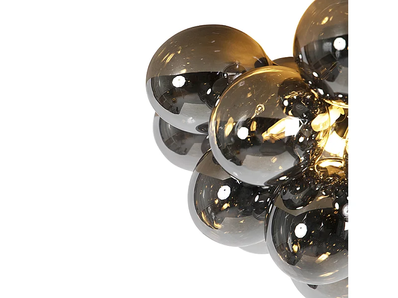 Plafonnier design noir avec verre fumé 6 lampes - Uvas