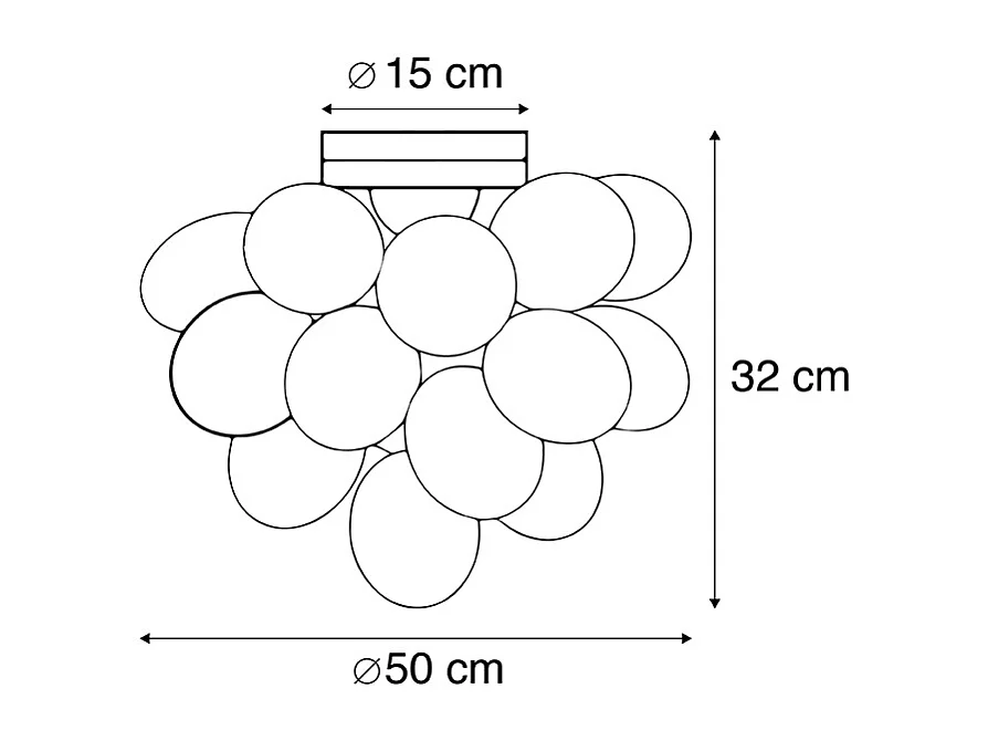 Plafonnier design noir avec verre fumé 6 lampes - Uvas