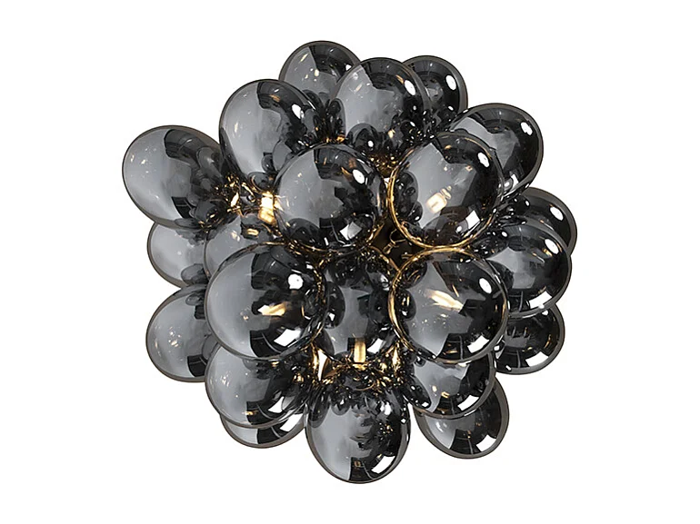 Plafonnier design noir avec verre fumé 6 lampes - Uvas