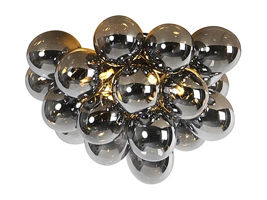 Plafonnier design noir avec verre fumé 6 lumières - Uvas