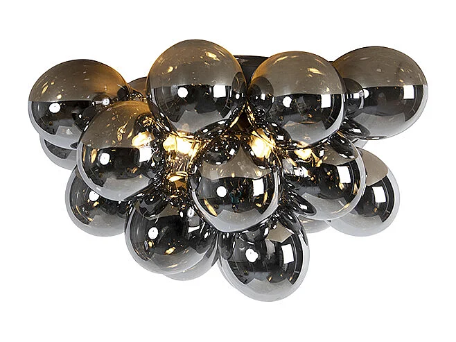 Plafonnier design noir avec verre fumé 6 lumières - Uvas