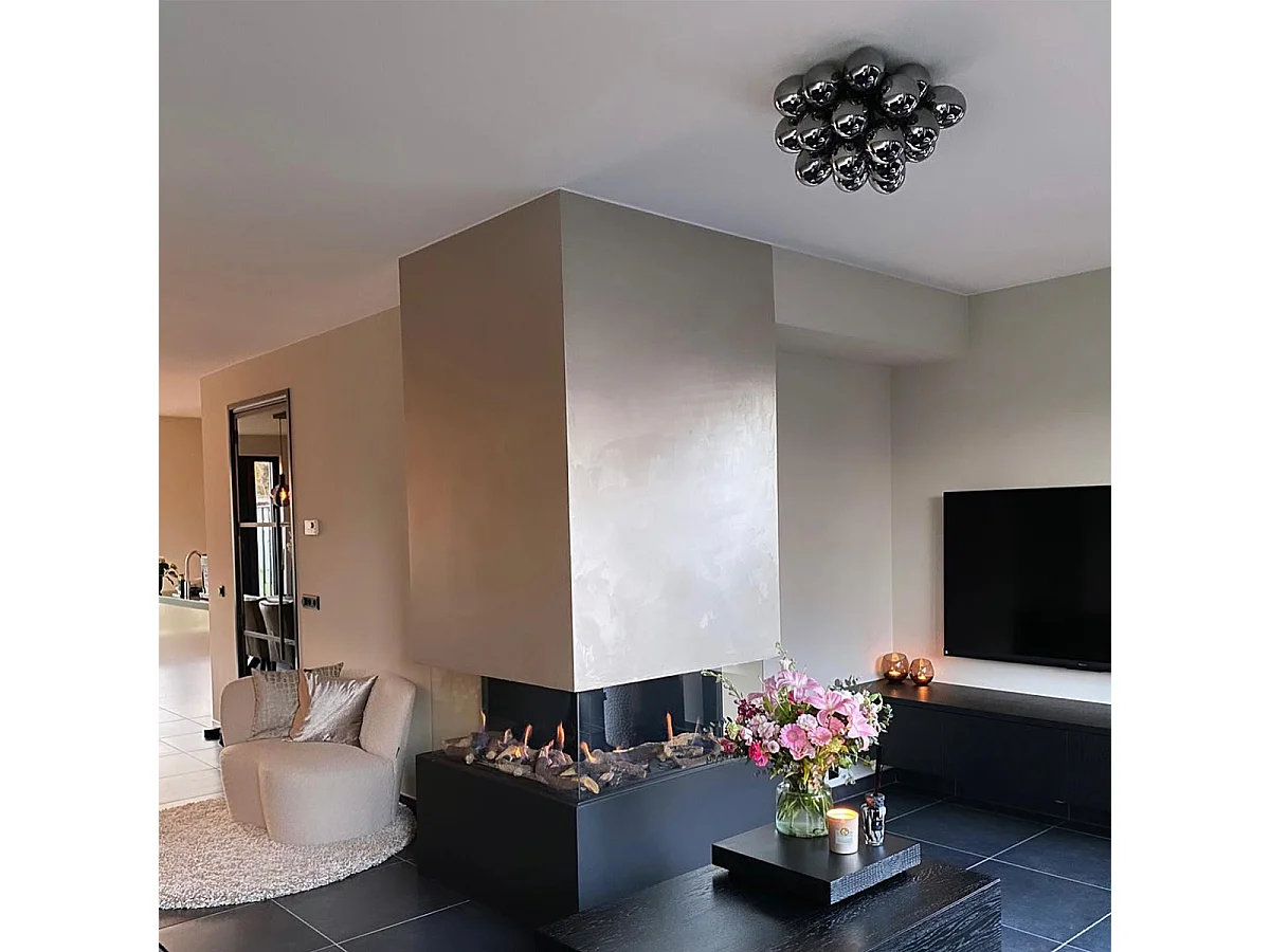 Plafonnier design noir avec verre fumé 6 lumières - Uvas