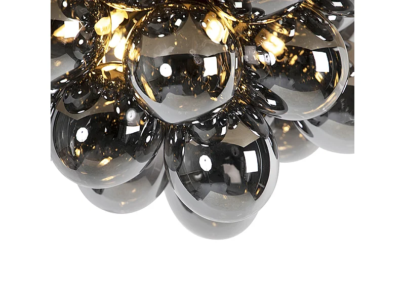 Plafonnier design noir avec verre fumé 6 lumières - Uvas