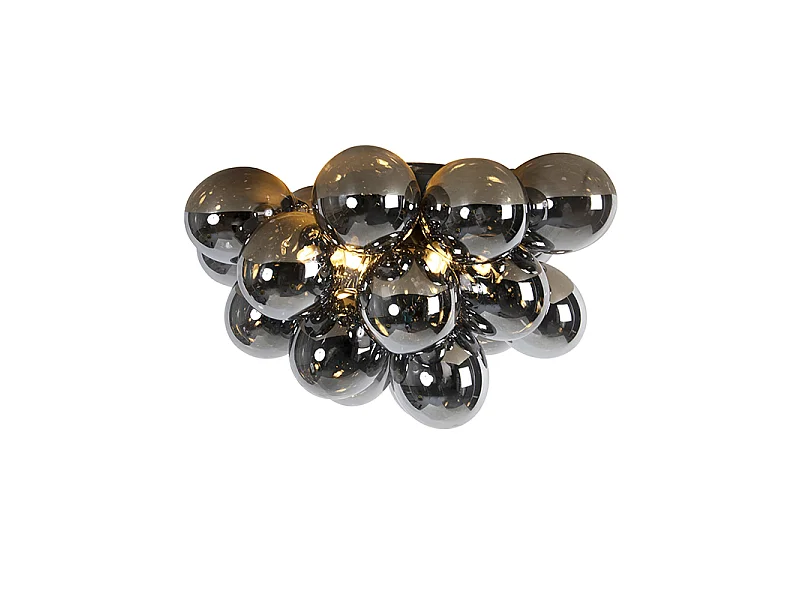 Plafonnier design noir avec verre fumé 6 lumières - Uvas