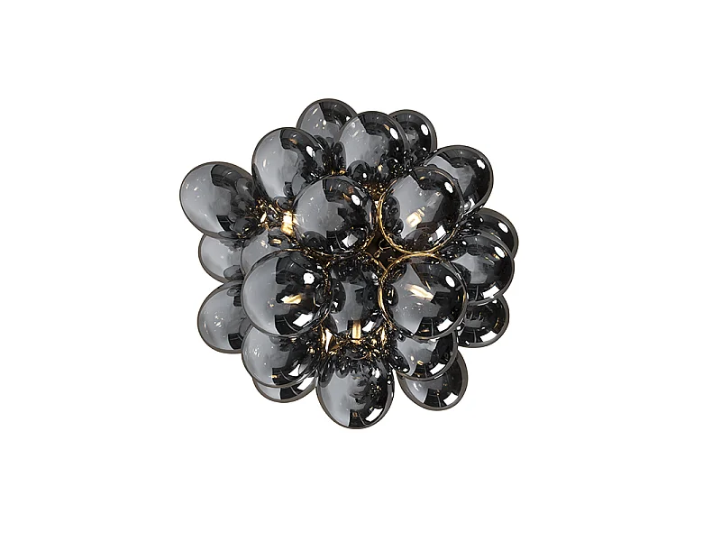 Plafonnier design noir avec verre fumé 6 lumières - Uvas