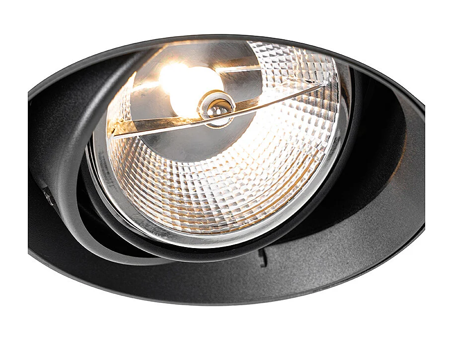 Spot encastré moderne noir GU10 AR111 rond sans bordure - Oneon