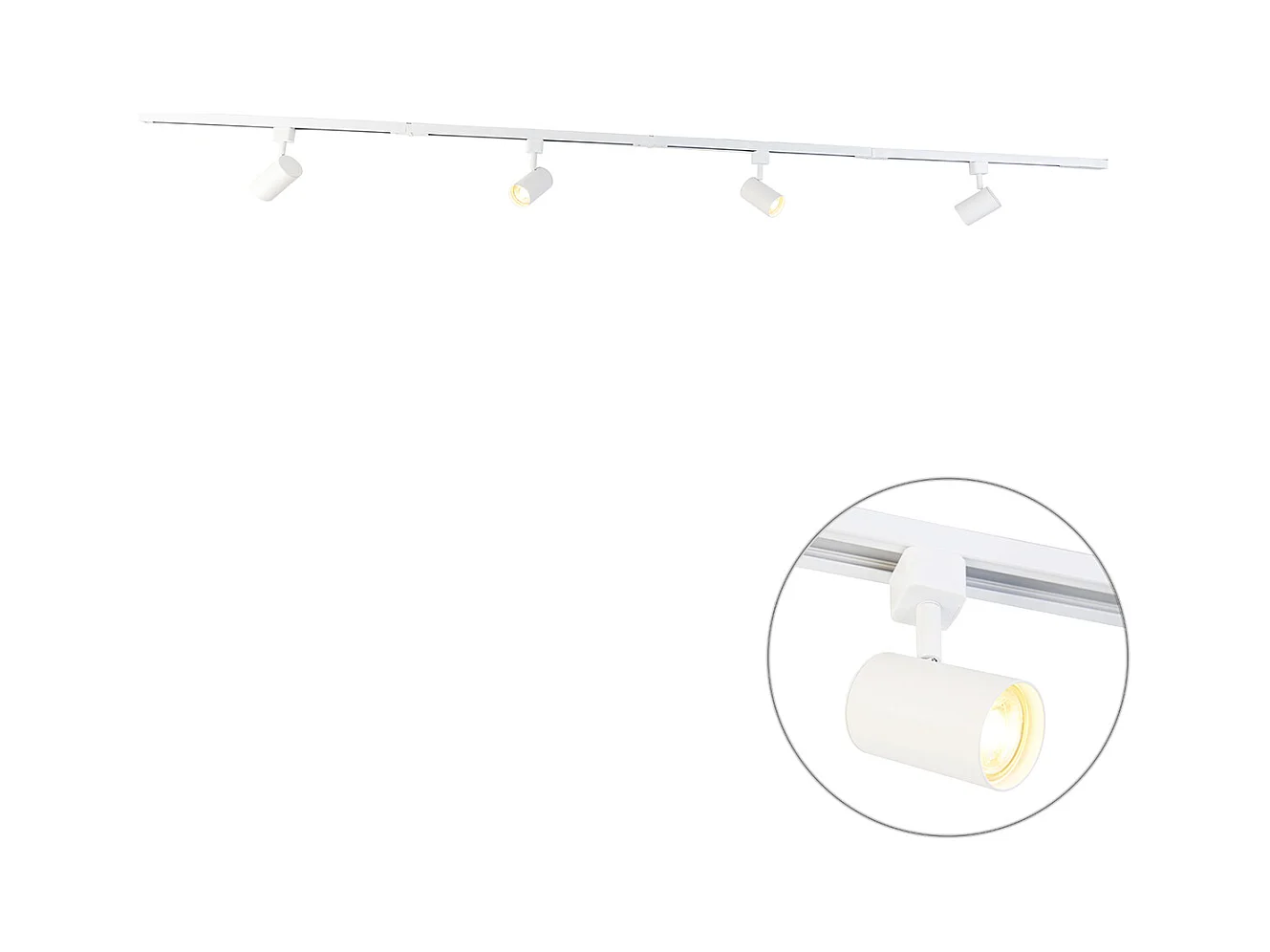 Système sur rail moderne blanc 4 lumières monophasé - Yade