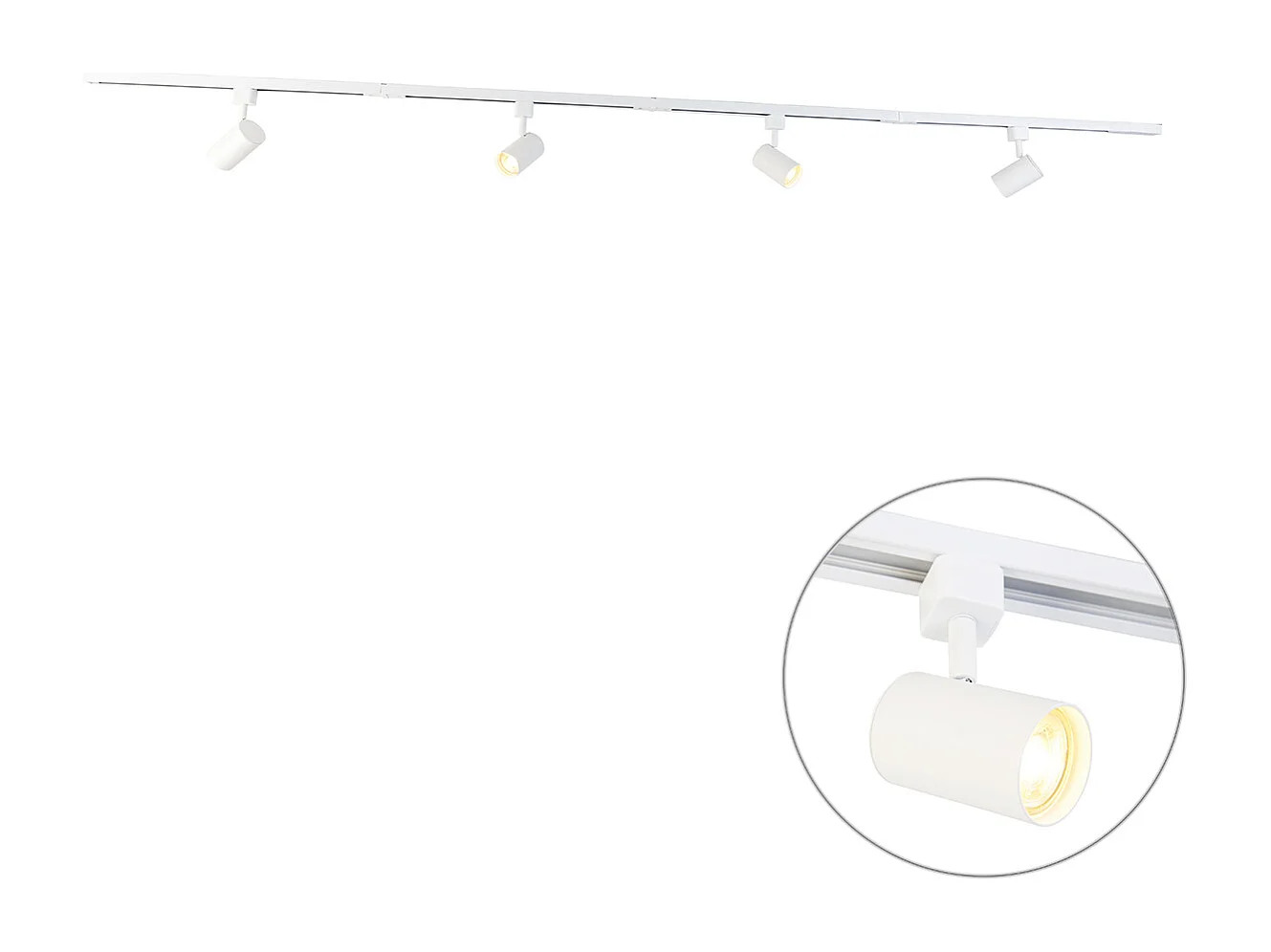 Système sur rail moderne blanc 4 lumières monophasé - Yade