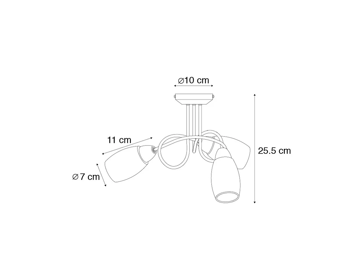 Plafonnier classique en acier 3 lumières - Forteresse