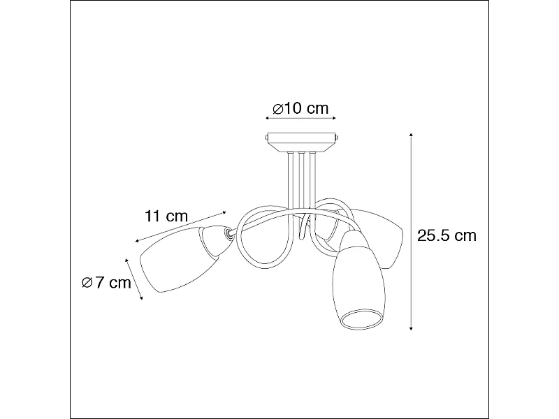 Plafonnier classique en acier 3 lumières - Fortress