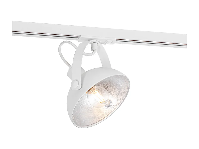 Spot sur rail industriel blanc avec intérieur argenté - Magnax