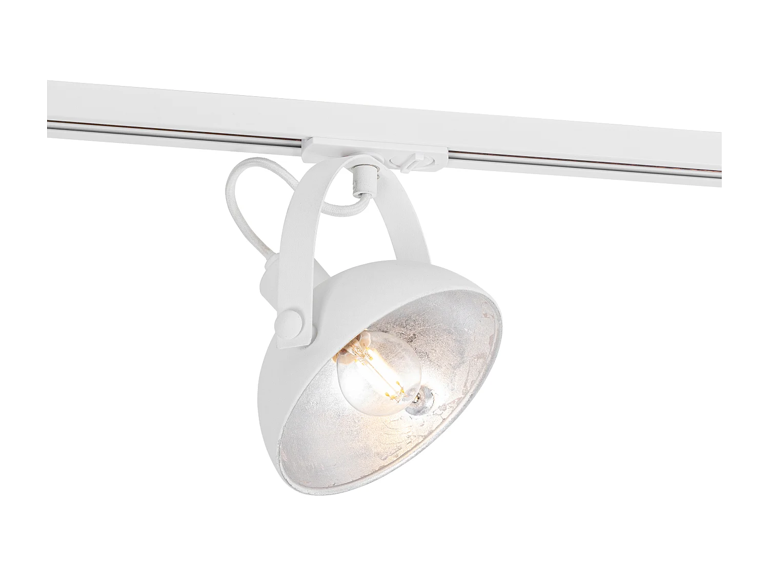 Spot sur rail industriel blanc avec intérieur argenté - Magnax