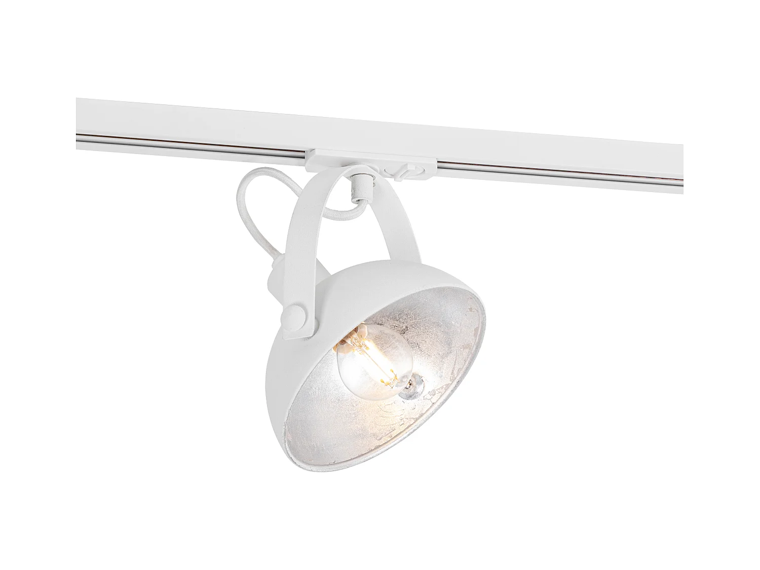 Spot sur rail industriel blanc avec intérieur argenté - Magnax