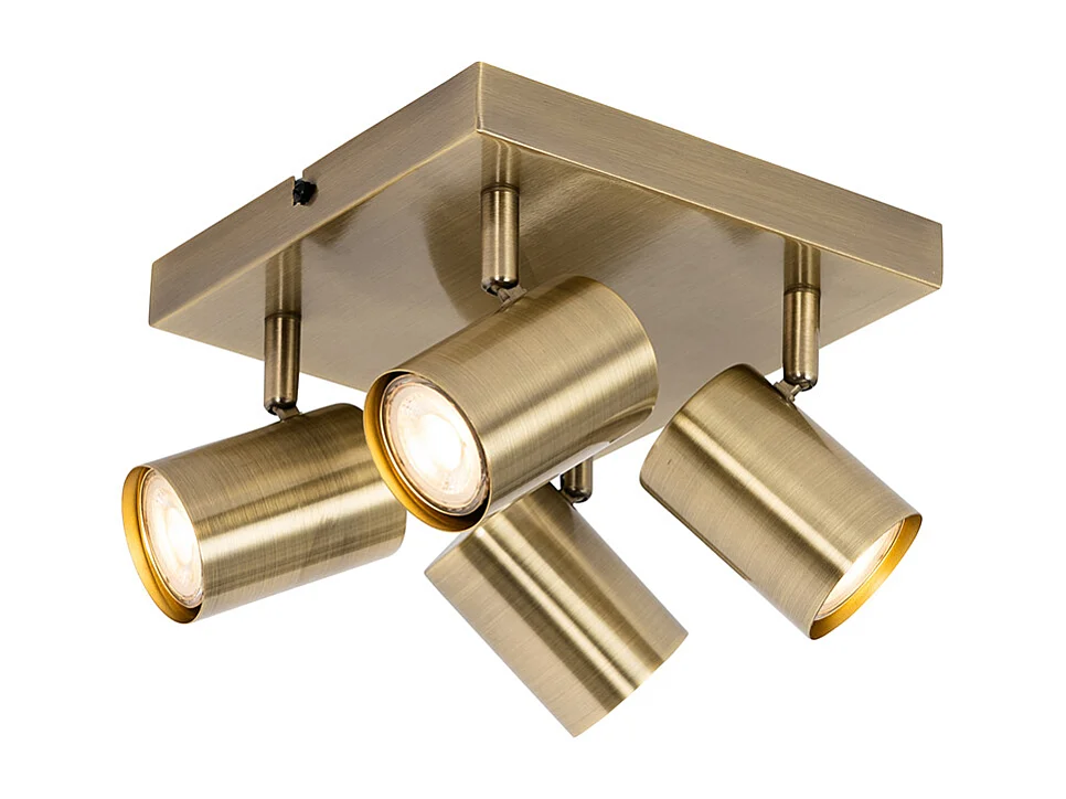 Plafonnier moderne bronze 4 lumières orientable rectangulaire - Jeana