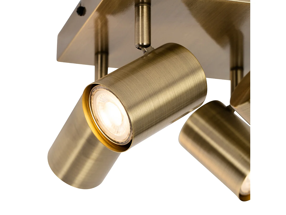 Plafonnier moderne bronze 4 lumières orientable rectangulaire - Jeana