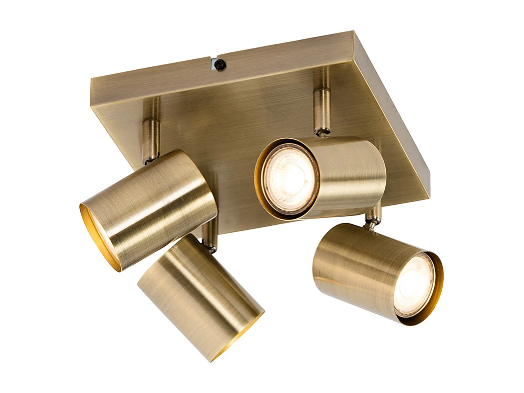 Plafonnier moderne bronze 4 lumières orientable rectangulaire - Jeana